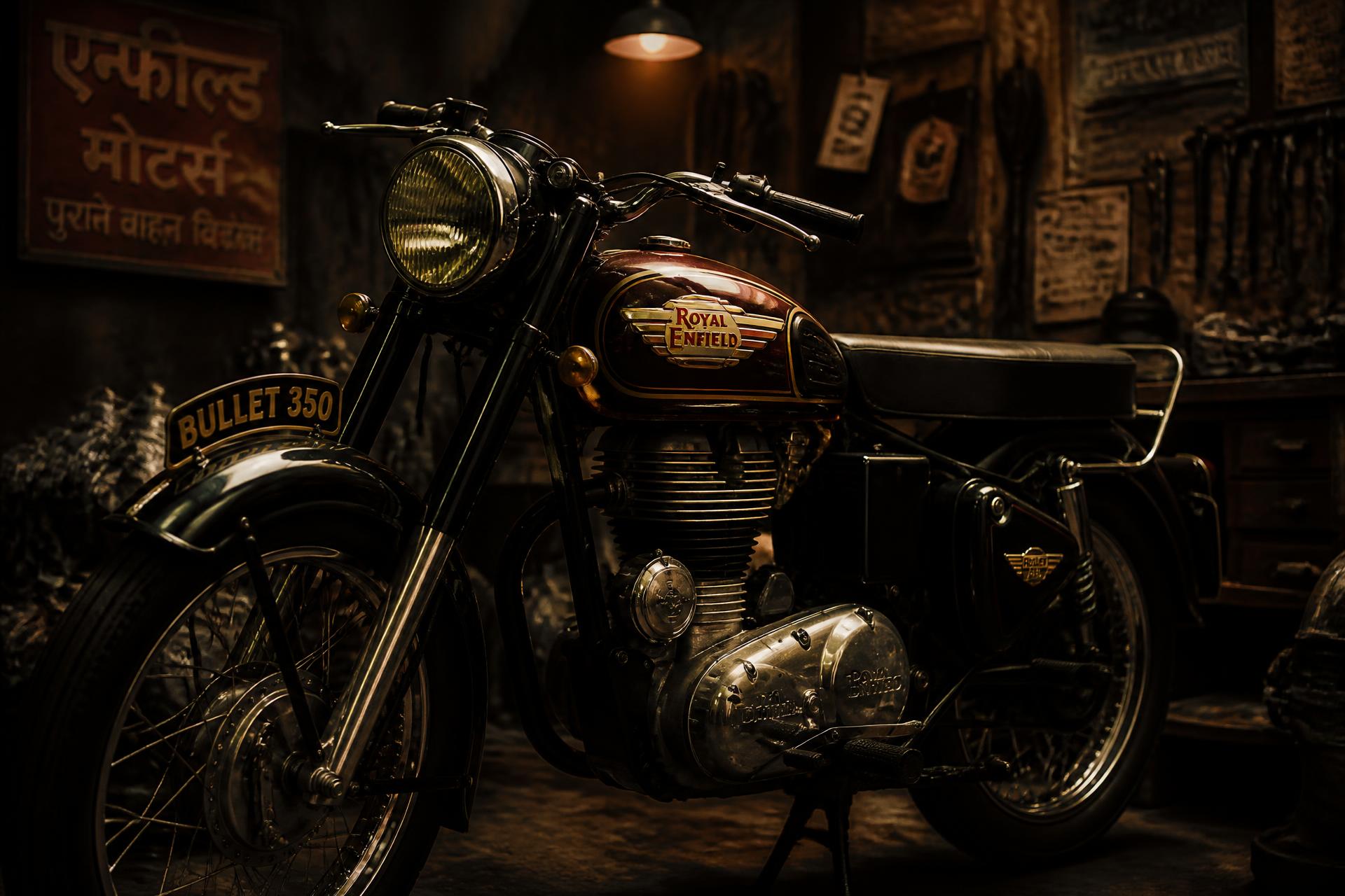 Royal Enfield Bullet in the Guru Nanak Automobiles workshop